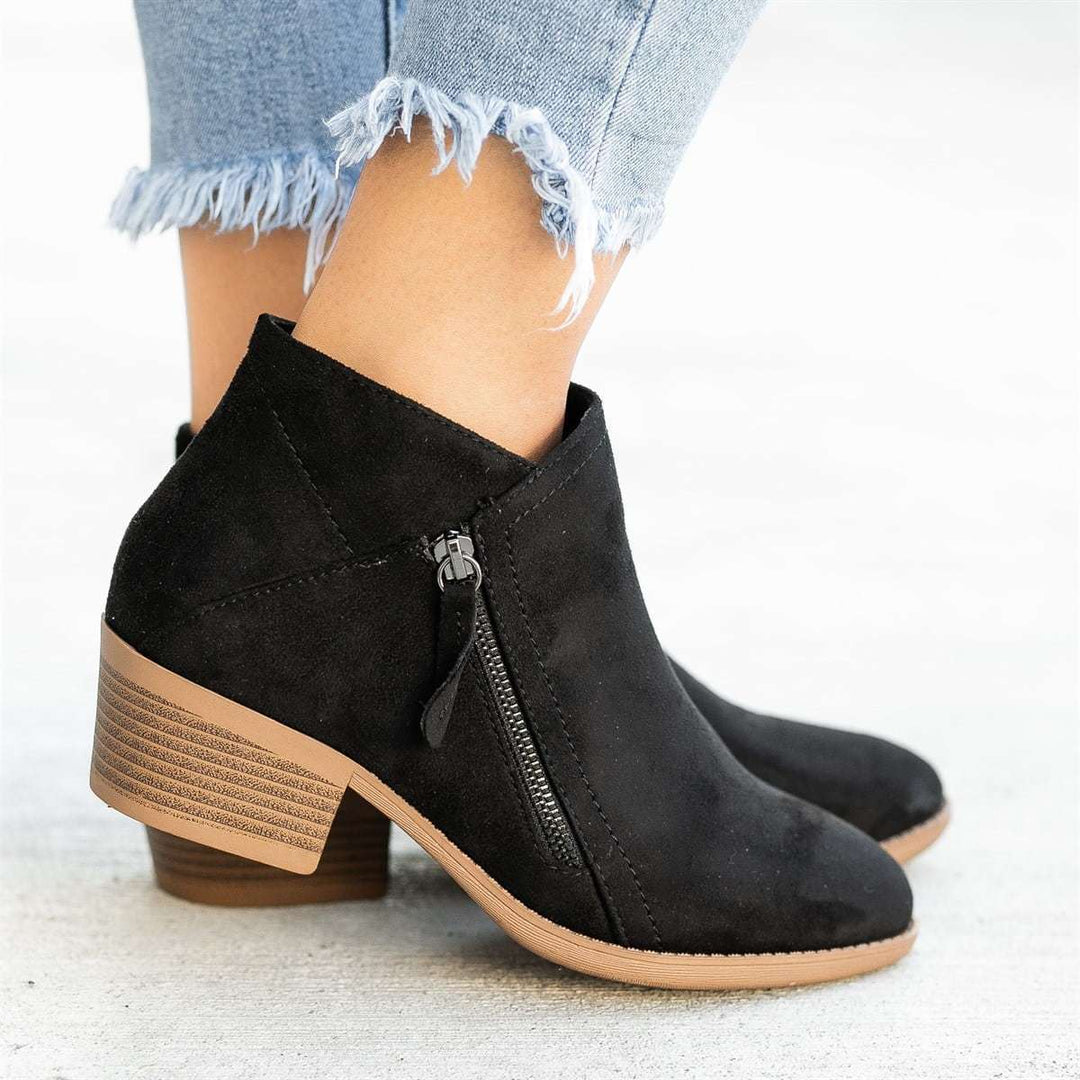 Dames Enkellaarzen met Rits Suède Zwart Beige Blauw Kaki Comfortabel Stijlvol Herfst Winter Dagelijks | Sulvida