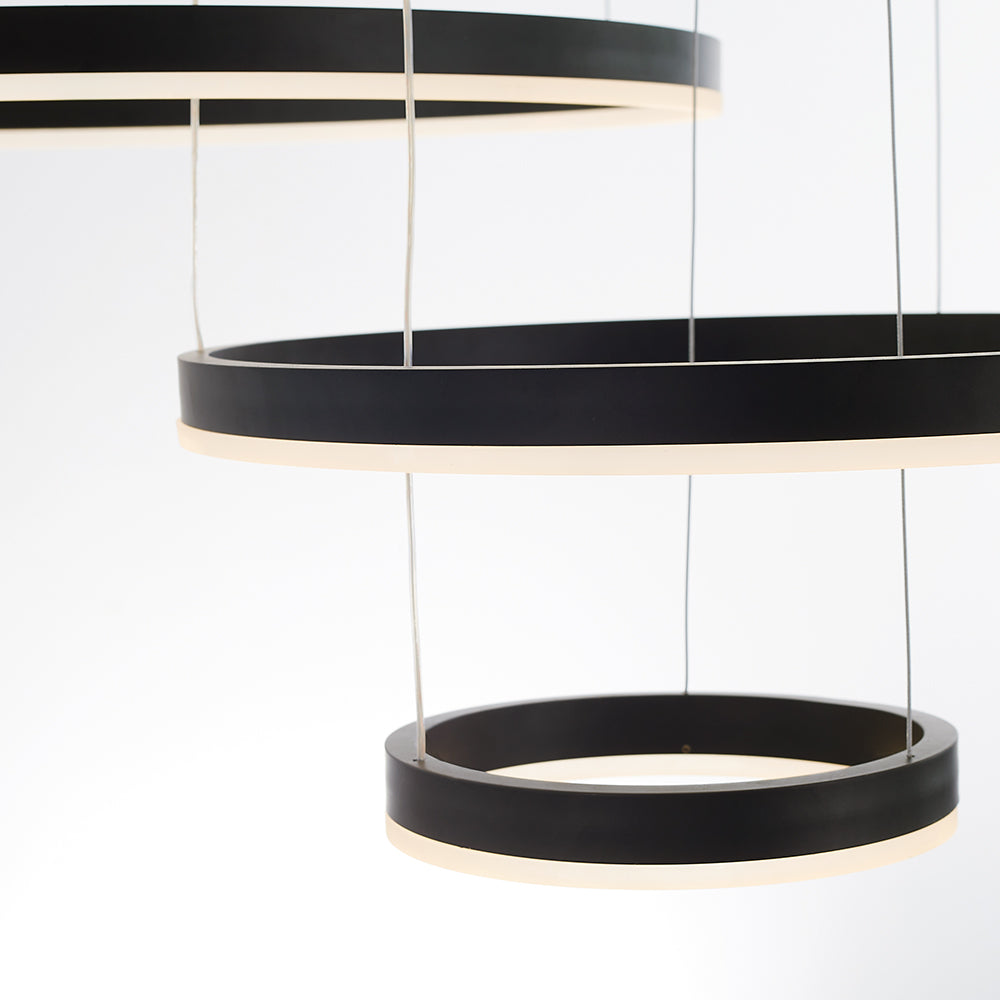Hanglamp Metalen Ringen Zwart Goud Koffie LED Modern Dimbaar Eettafel Woonkamer Slaapkamer Verstelbaar | Sulvida