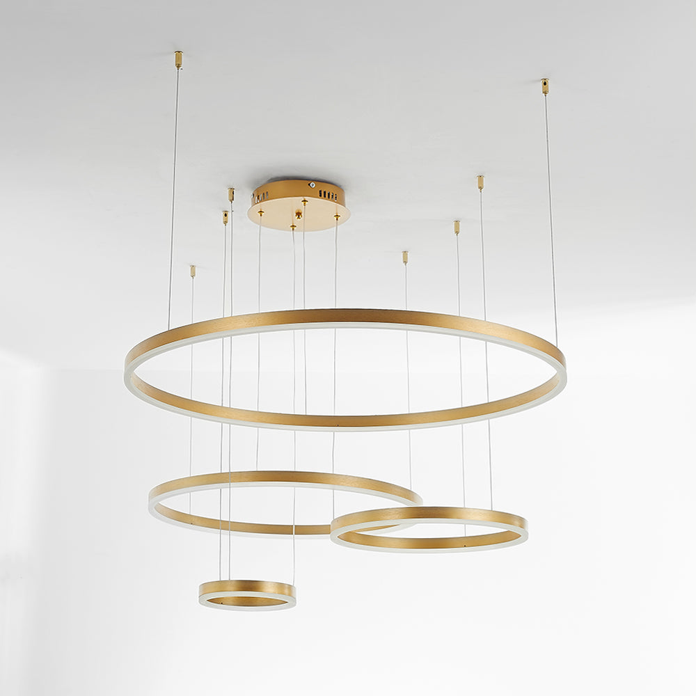 Hanglamp Metalen Ringen Zwart Goud Koffie LED Modern Dimbaar Eettafel Woonkamer Slaapkamer Verstelbaar | Sulvida