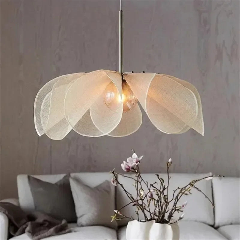 Hanglamp Linnen Kap Messing Frame Warm Licht E27 Eetkamer Woonkamer Slaapkamer Elegant Design Sfeerverlichting | Sulvida