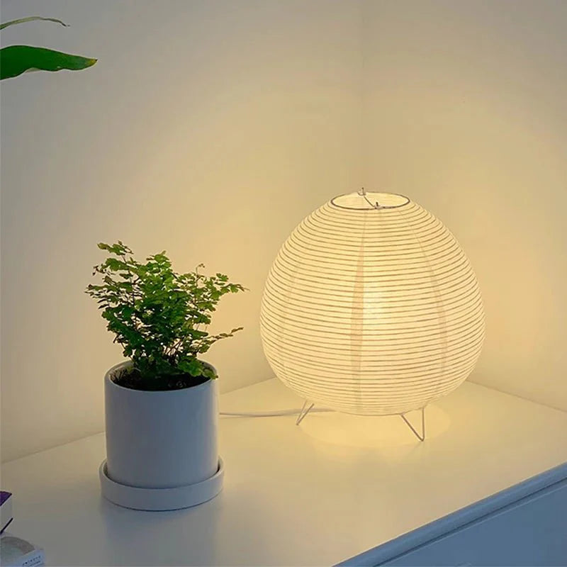 Japanse Tafellamp Papier met Aluminium Voet Wabi-Sabi Stijl Sfeervol Licht E14 Fitting LED Bureaulamp | Sulvida