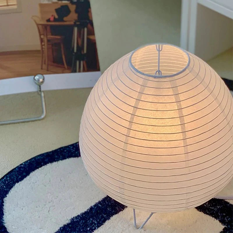 Japanse Tafellamp Papier met Aluminium Voet Wabi-Sabi Stijl Sfeervol Licht E14 Fitting LED Bureaulamp | Sulvida