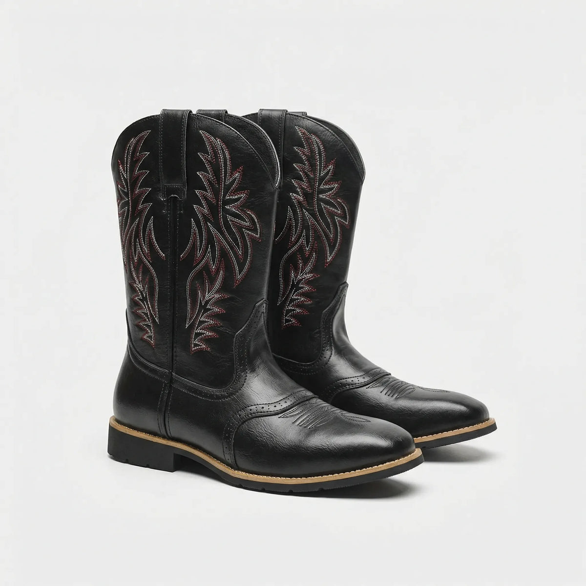 Bottes western mi-hautes à bout carré et broderies, style cowboy, pour hommes et femmes, confortables et décontractées | Sulvida