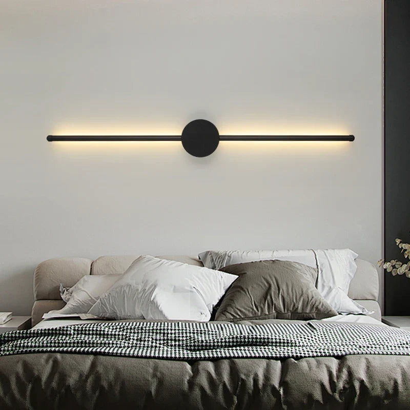 Moderne LED Wandlamp Zwart Aluminium I-Vorm 60-100cm Uplight Downlight Sfeerlicht Woonkamer Slaapkamer Gang | Sulvida