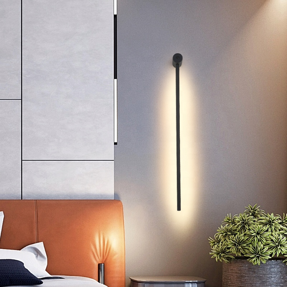 Wandlamp LED lineair 60 cm wit zwart dimbaar met afstandsbediening voor slaapkamer gang woonkamer modern design | Sulvida