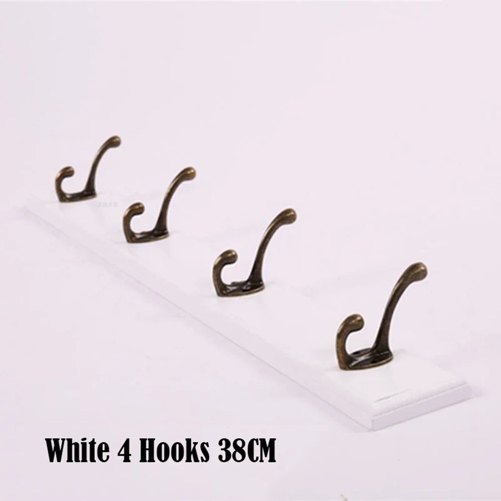 Wandkapstok Massief Hout met 3 tot 5 Haken Keuze Wit Beige Bruin Garderobe Hal Entree Hangers Wandmontage | Sulvida