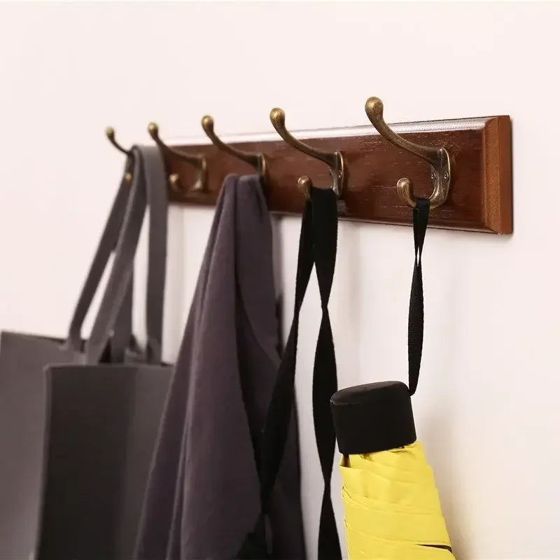 Wandkapstok Massief Hout met 3 tot 5 Haken Keuze Wit Beige Bruin Garderobe Hal Entree Hangers Wandmontage | Sulvida
