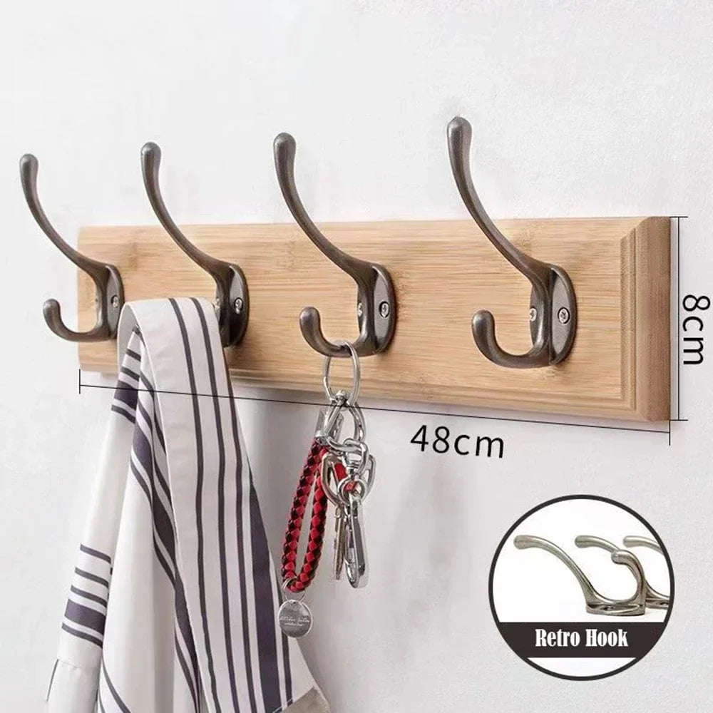 Wandkapstok Massief Hout met 3 tot 5 Haken Keuze Wit Beige Bruin Garderobe Hal Entree Hangers Wandmontage | Sulvida