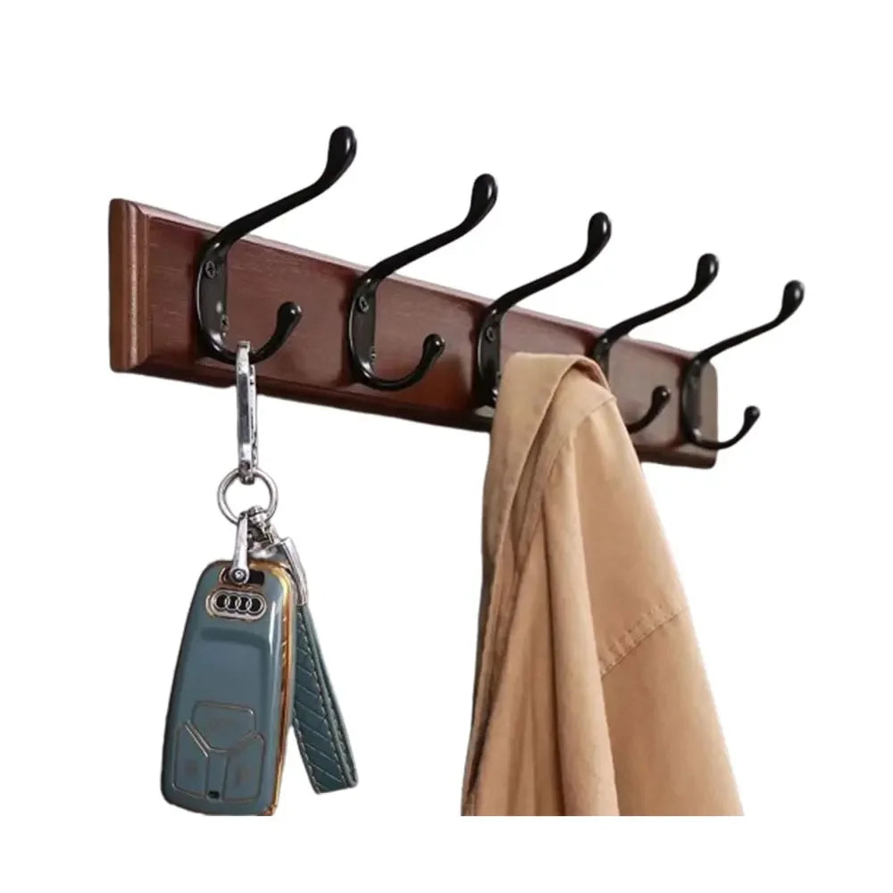 Wandkapstok Massief Hout met 3 tot 5 Haken Keuze Wit Beige Bruin Garderobe Hal Entree Hangers Wandmontage | Sulvida
