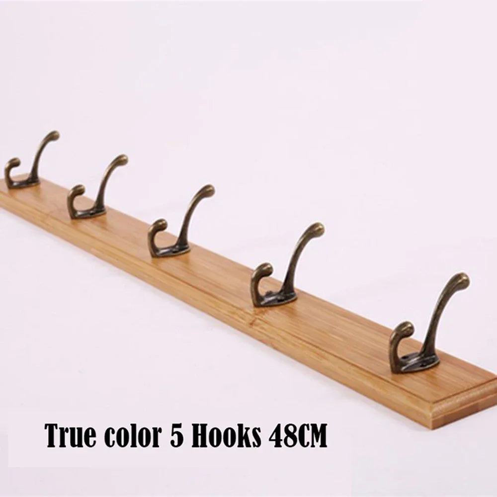 Wandkapstok Massief Hout met 3 tot 5 Haken Keuze Wit Beige Bruin Garderobe Hal Entree Hangers Wandmontage | Sulvida
