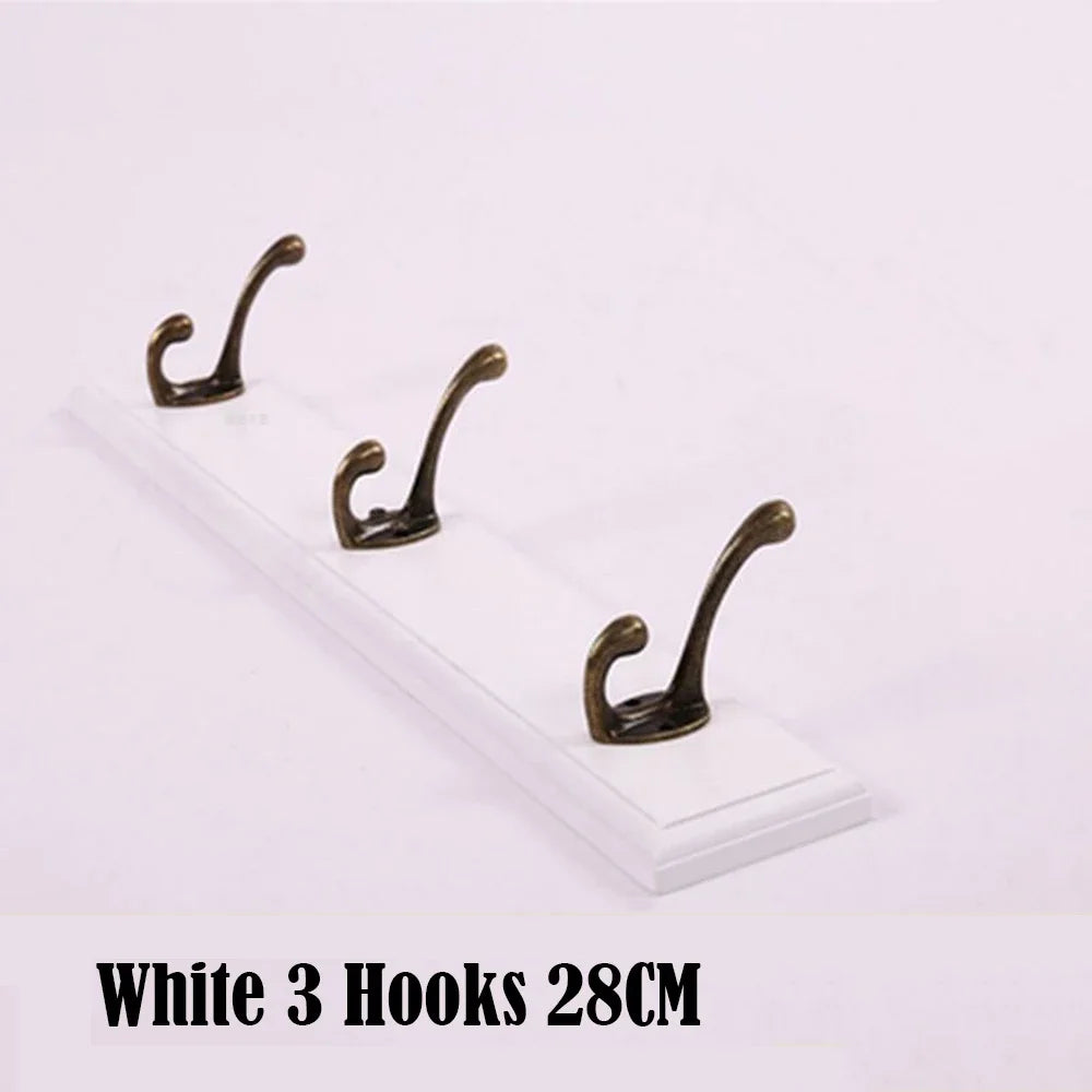 Wandkapstok Massief Hout met 3 tot 5 Haken Keuze Wit Beige Bruin Garderobe Hal Entree Hangers Wandmontage | Sulvida