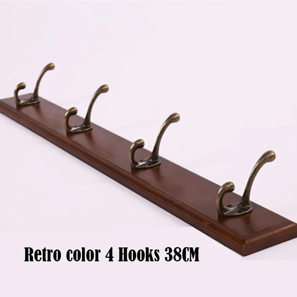 Wandkapstok Massief Hout met 3 tot 5 Haken Keuze Wit Beige Bruin Garderobe Hal Entree Hangers Wandmontage | Sulvida