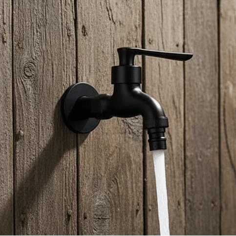Robinet mural noir mat pour cuisine, salle de bains et espace extérieur – robinet robuste en laiton au design intemporel | Sulvida