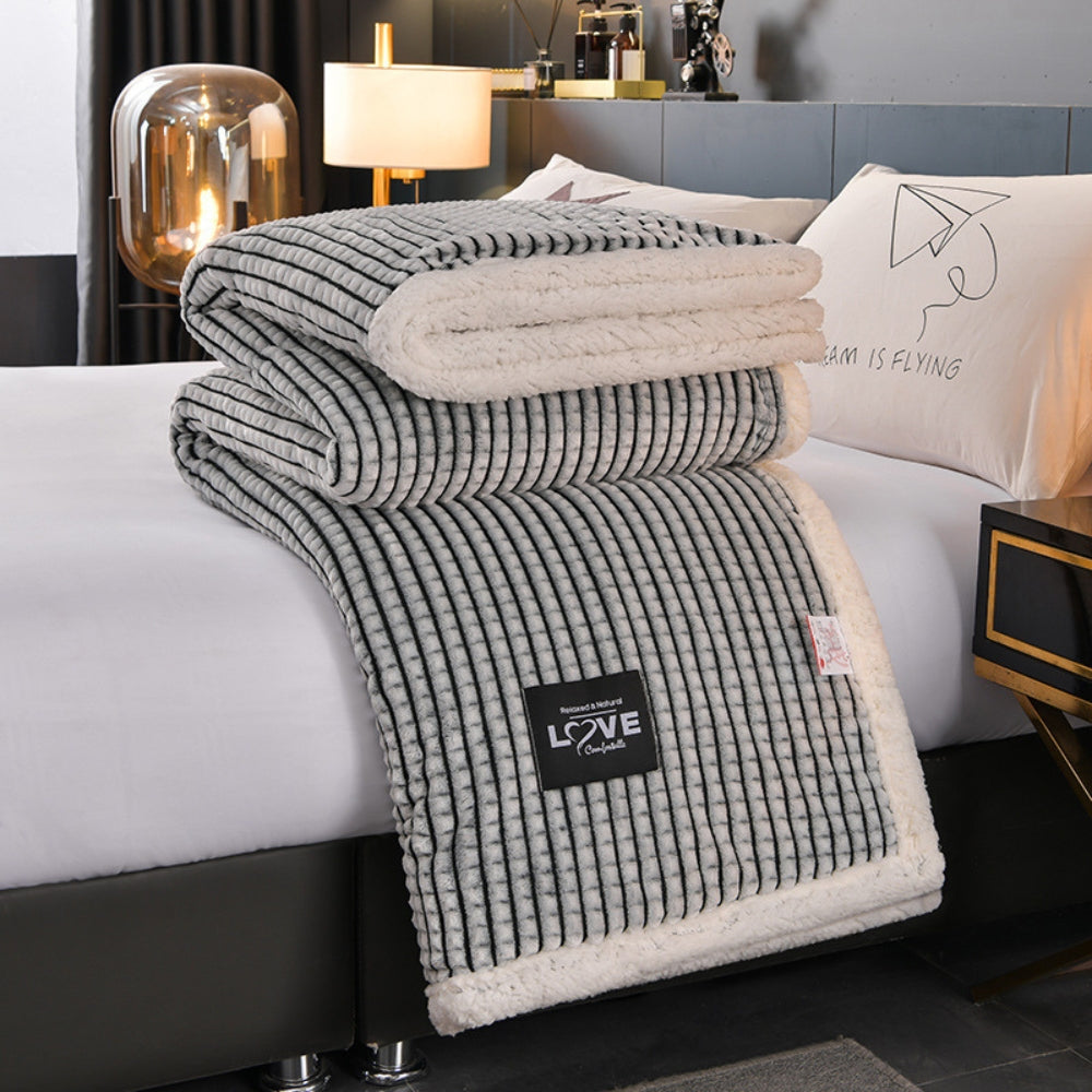 Dubbelzijdige Wafelplaid met Sherpa Teddy – Warme Deken Vlechtpatroon Flanel voor Bank Bed Sofa Winter | Sulvida