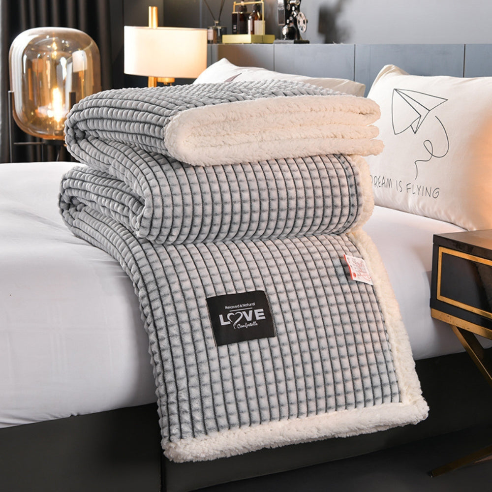 Dubbelzijdige Wafelplaid met Sherpa Teddy – Warme Deken Vlechtpatroon Flanel voor Bank Bed Sofa Winter | Sulvida