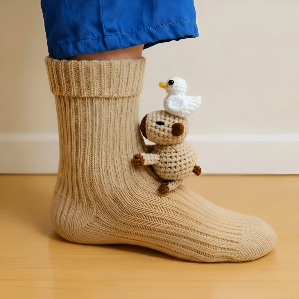 Pluche huissokken met 3D-dierenmotief en antislipzool voor warme winterse avonden thuis en optimaal comfort | Sulvida