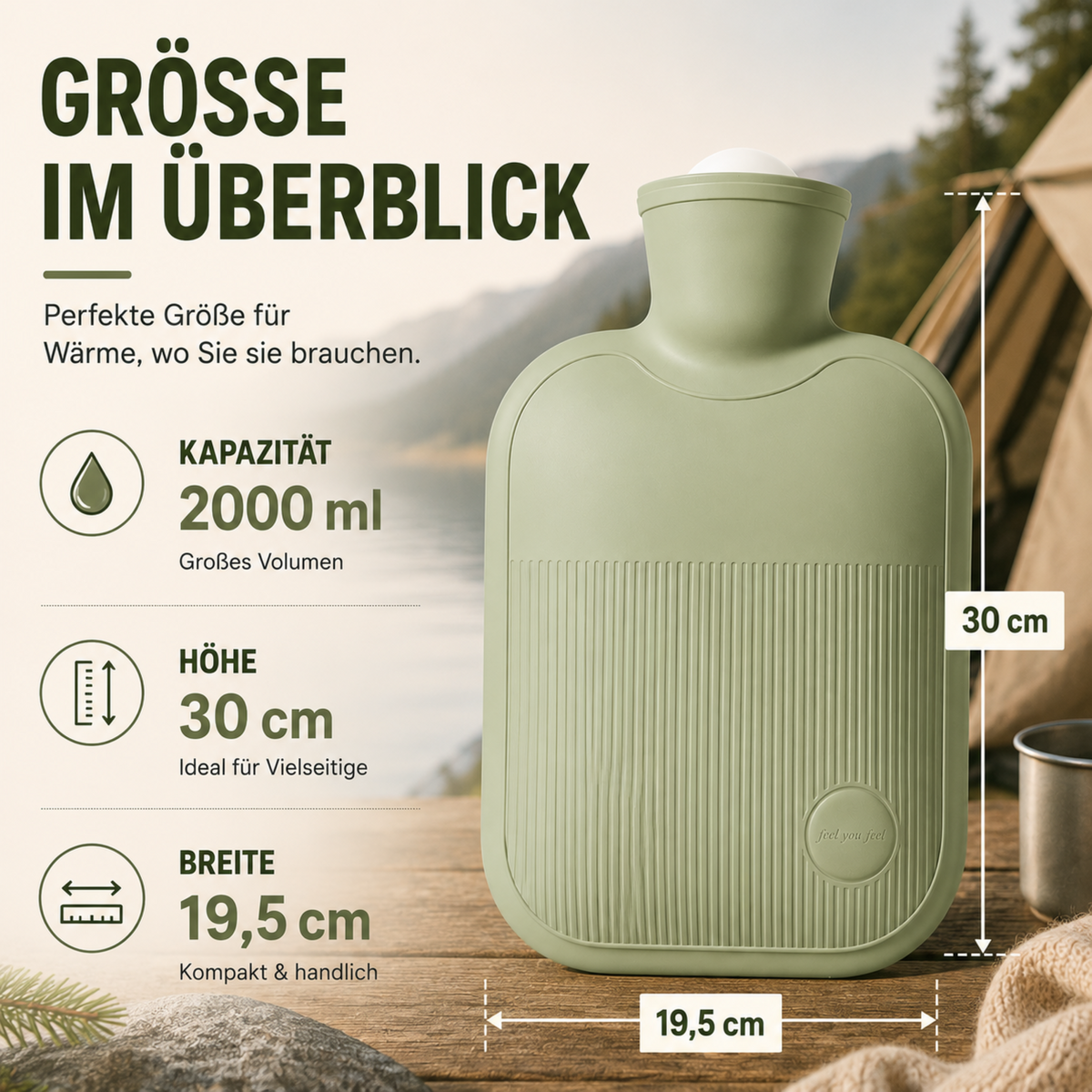 Warmwaterkruik XXL 2 liter veilig lek-proof PVC voor handen voeten bed koude winteravonden warmte comfort | Sulvida