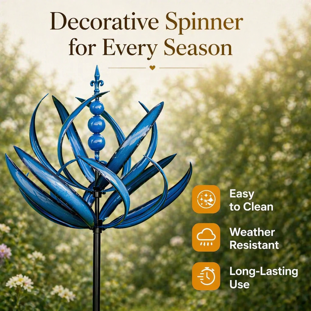 Decoratief Tuinwindspel met Lotusvorm Windmolen in Metaal Weerbestendig voor Tuin Balkon en Terras als Blikvanger | Sulvida
