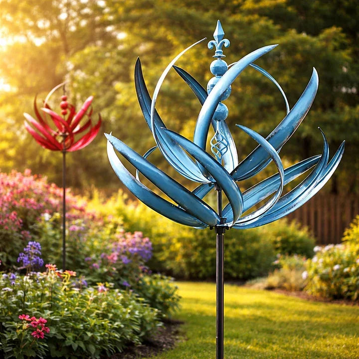 Decoratief Tuinwindspel met Lotusvorm Windmolen in Metaal Weerbestendig voor Tuin Balkon en Terras als Blikvanger | Sulvida