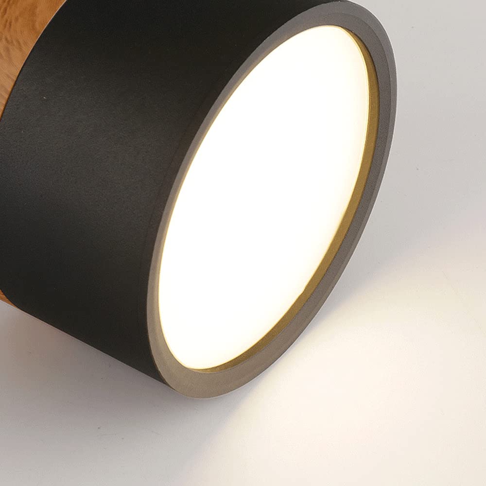 Compacte plafondspot aluminium hout rond warm wit LED verlichting hal woonkamer eetkamer modern Scandinavisch | Sulvida