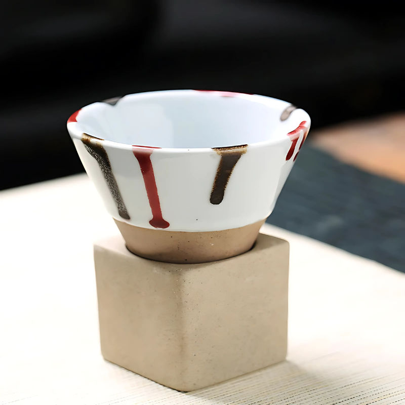 Japanse koffiekop keramiek 100ml met houder handgemaakt servies ontbijtkom espresso mokje thee drinken | Sulvida