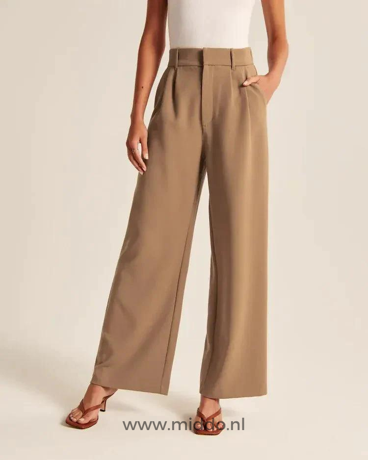 Dames Pantalon Wijde Pijpen Casual Elastische Taille Comfortbroek Dagelijks Draagbaar Losse Pasvorm Streetwear | Sulvida
