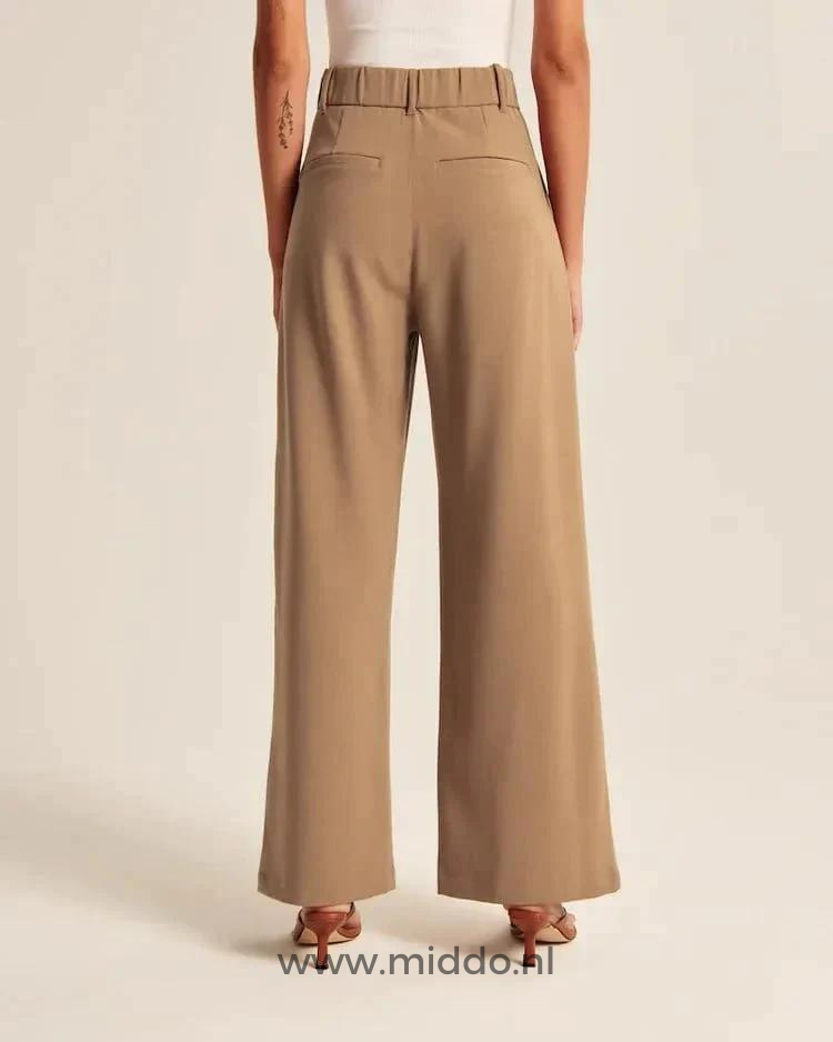 Dames Pantalon Wijde Pijpen Casual Elastische Taille Comfortbroek Dagelijks Draagbaar Losse Pasvorm Streetwear | Sulvida