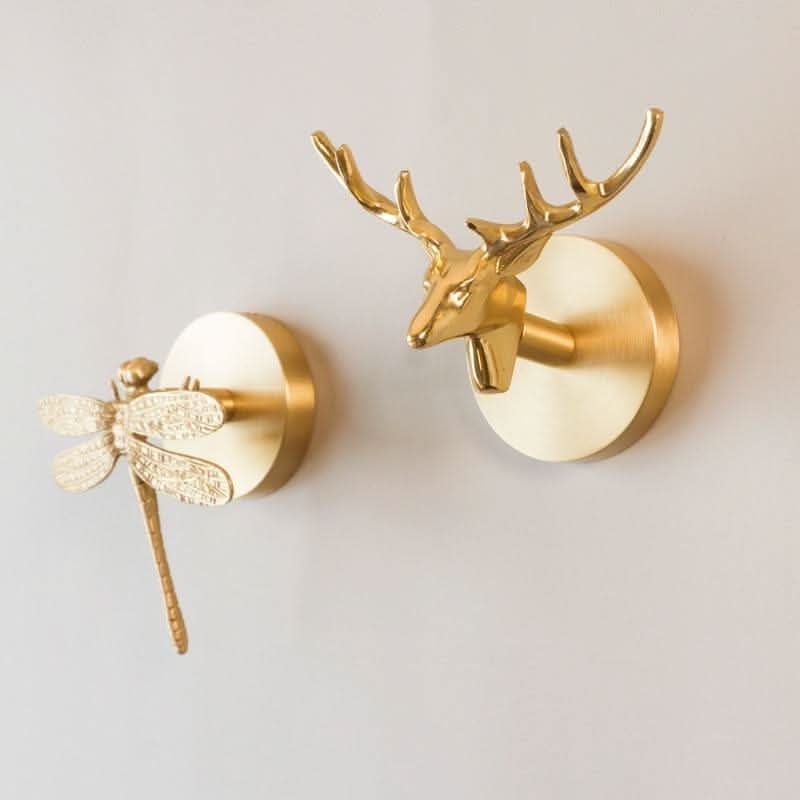 Dierenkop Wandhaak Messing Set van 8 Designs Kapstok voor Gang Hal en Entree Decoratief Ophangsysteem | Sulvida