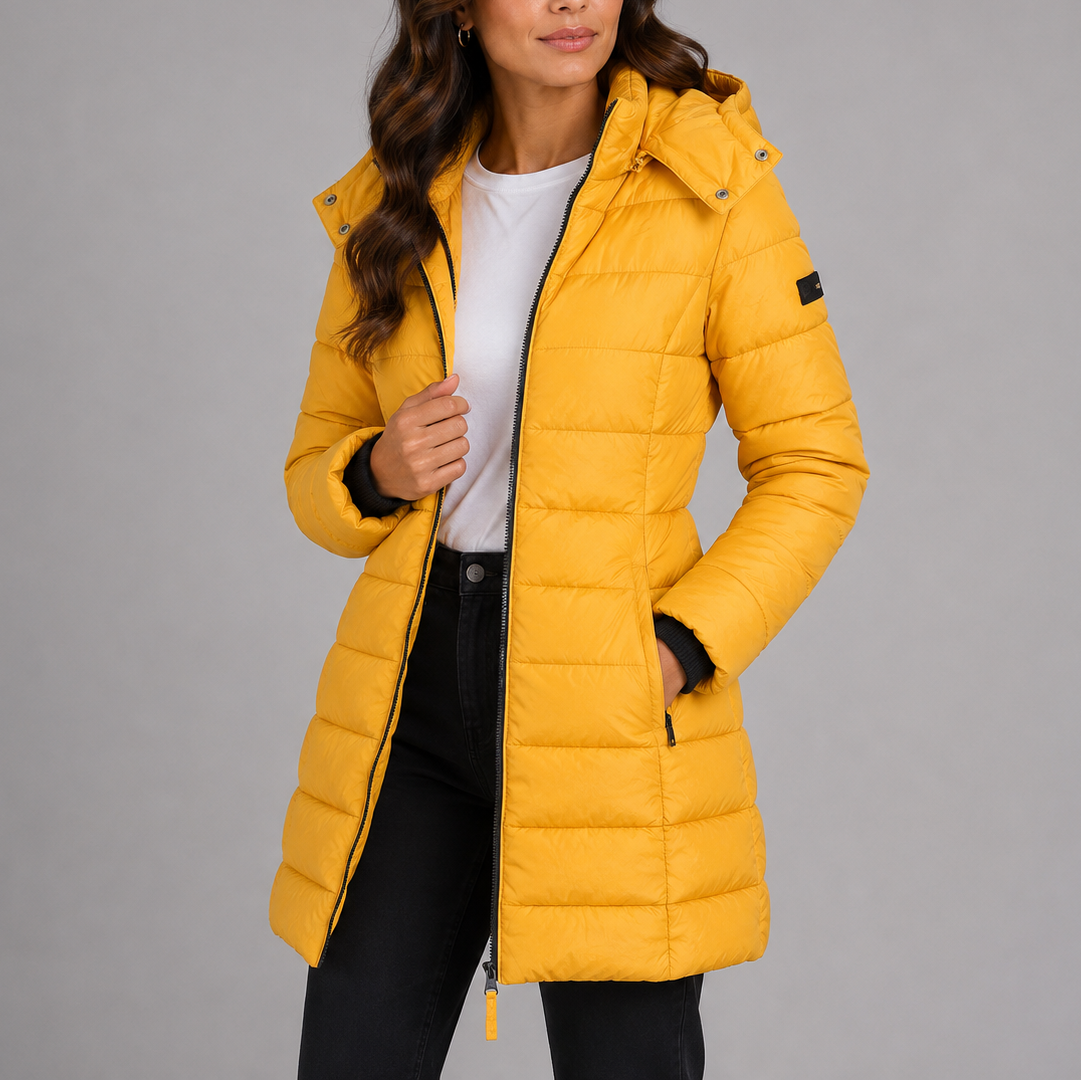 Dames Gewatteerde Winterjas Lang met Capuchon en Doorlopende Rits Gevoerd Warm Steppas Outdoorjas Winterkleding | Sulvida