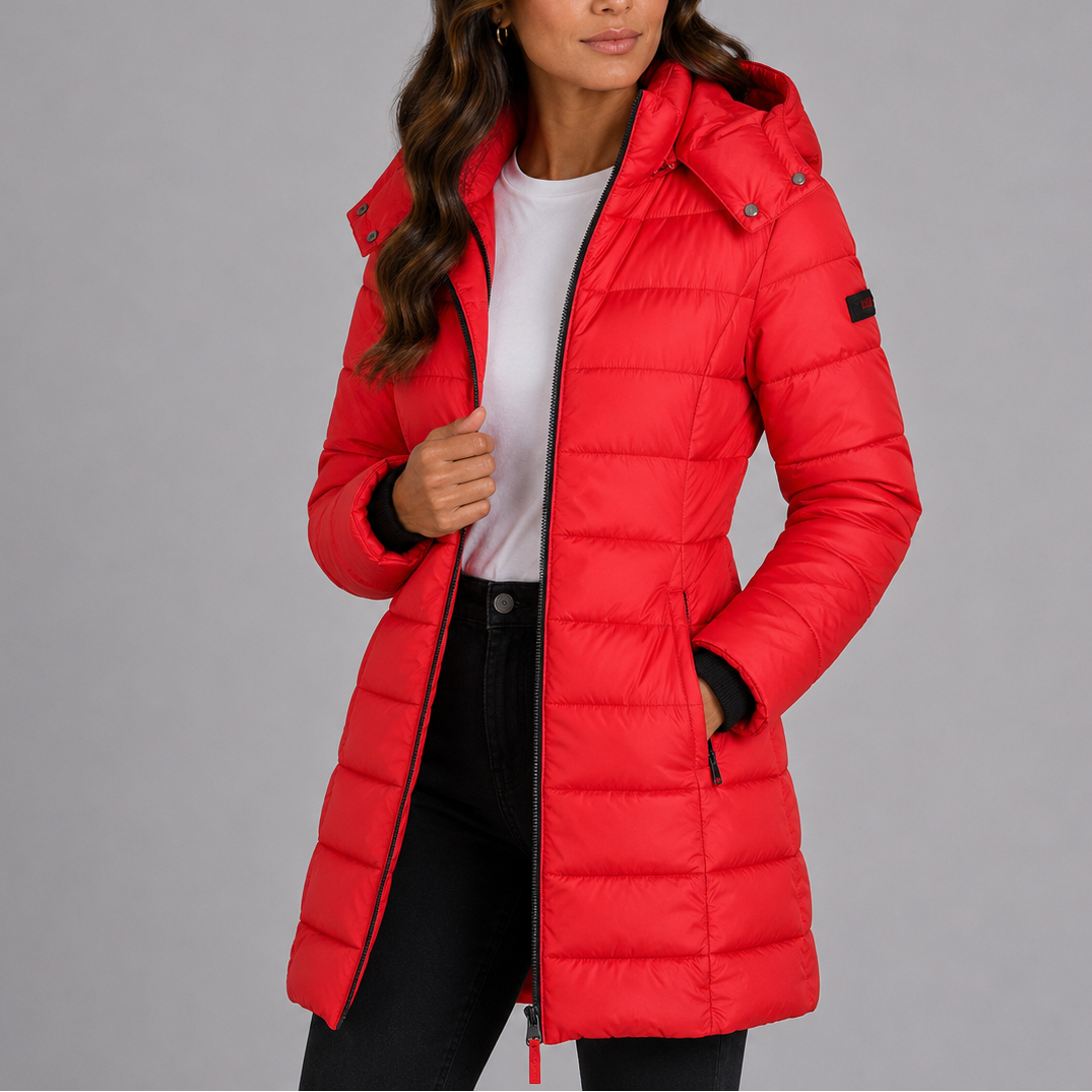 Dames Gewatteerde Winterjas Lang met Capuchon en Doorlopende Rits Gevoerd Warm Steppas Outdoorjas Winterkleding | Sulvida