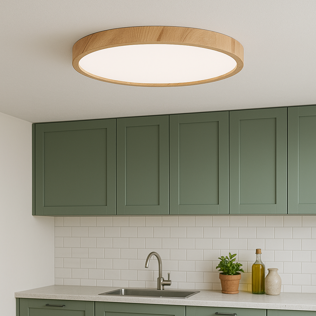Plafondlamp LED Houtlook Rond Modern Design Lichtgevend voor Woonkamer Eetkamer Slaapkamer Sfeerverlichting | Sulvida