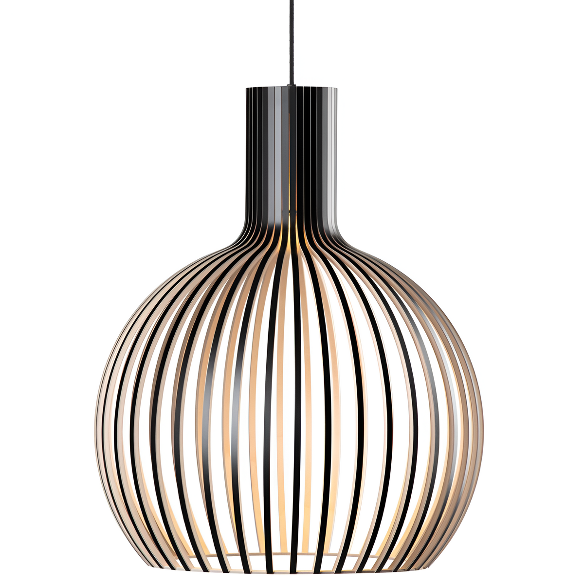 Houten hanglamp met gelaagde lamellen voor warme sfeerverlichting woonkamer eetkamer slaapkamer modern design | Sulvida