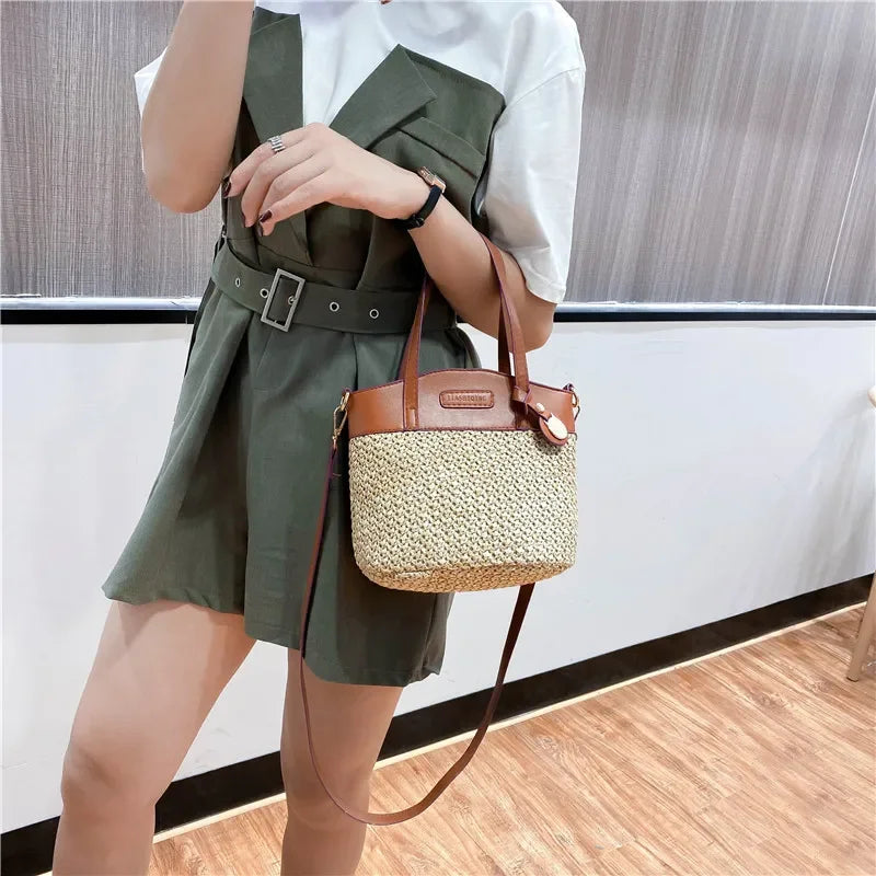 Geweven Schoudertas voor Dames Gevlochten Handtas Crossbody Bag Retro Design Shoppertas Draagtas Mode | Sulvida