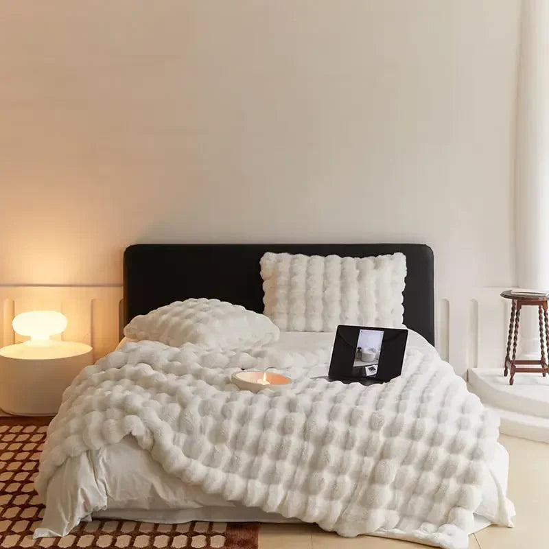 Luxe plaid pluche fleece voor bank en bed warm zacht alle seizoenen decoratief woonkamer slaapkamer deken | Sulvida