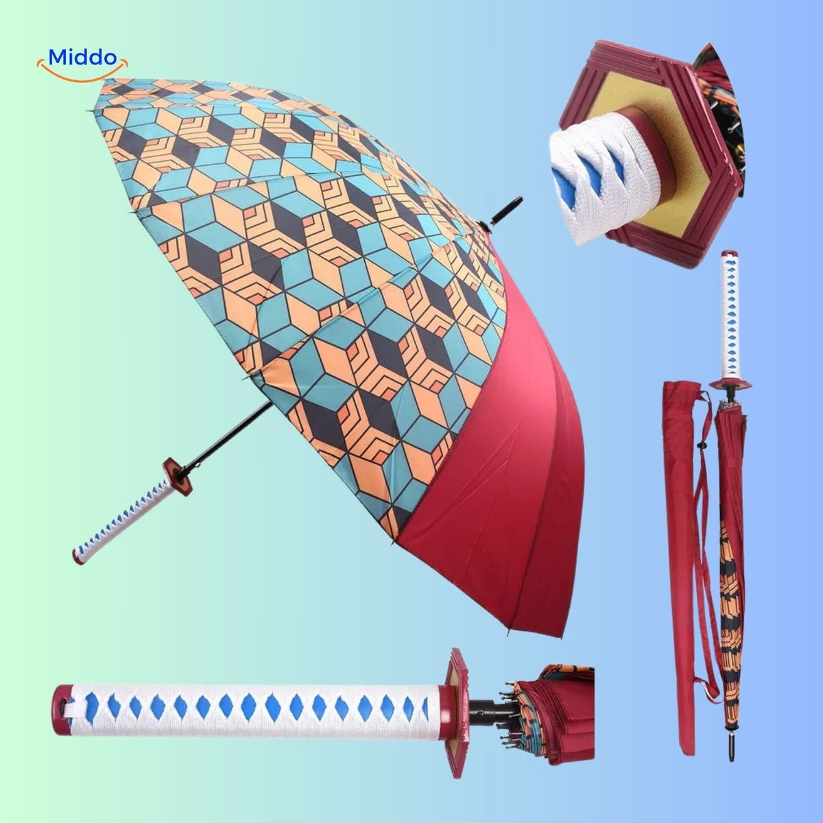 Animeparaplu met UV-bescherming Japanse Paraplu Lichtgewicht Parasol Zonbescherming Regenscherm Compact | Sulvida
