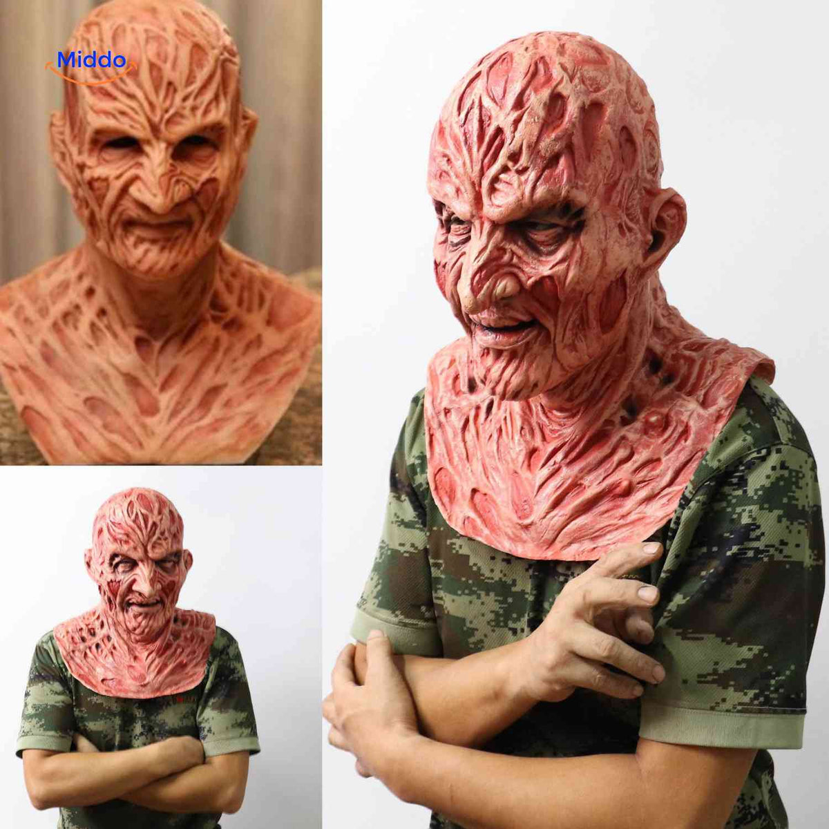 Griezelmasker Halloween Horror Zombiemasker met Realistische Details Verbrande Zombie Eng Griezelig Kostuum | Sulvida