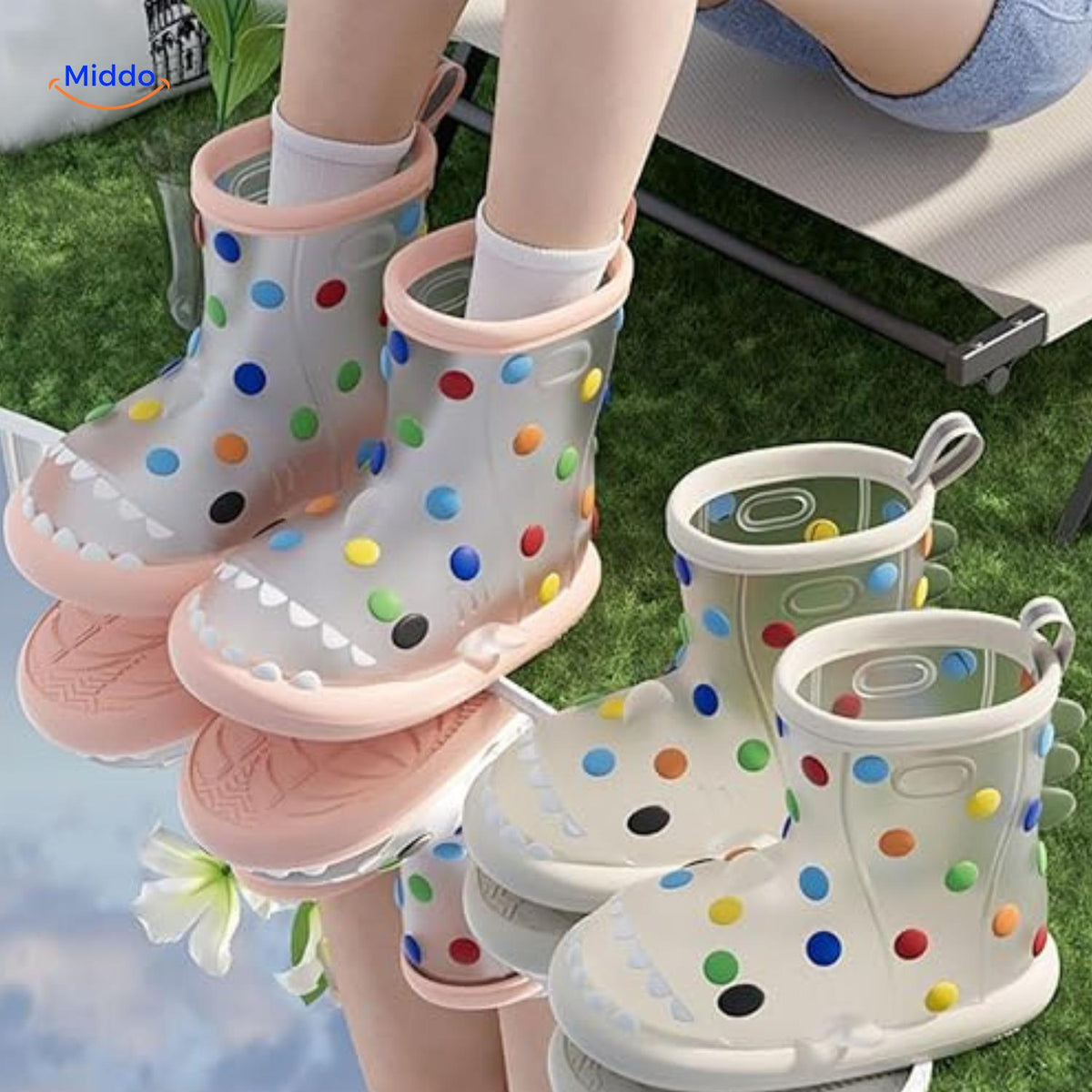 Waterdichte Kinderregenlaarzen met 3D-Haaiontwerp en Antislip Zool voor Jongens en Meisjes Speels Design | Sulvida