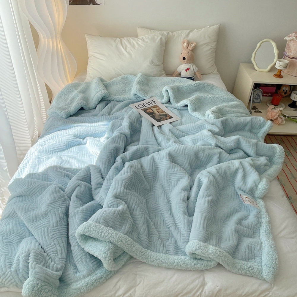 Jacquard Konijnenpluche Plaid Dubbelzijdig Zacht Warme Deken voor Woonkamer Slaapkamer Bank Fleece Interieur | Sulvida