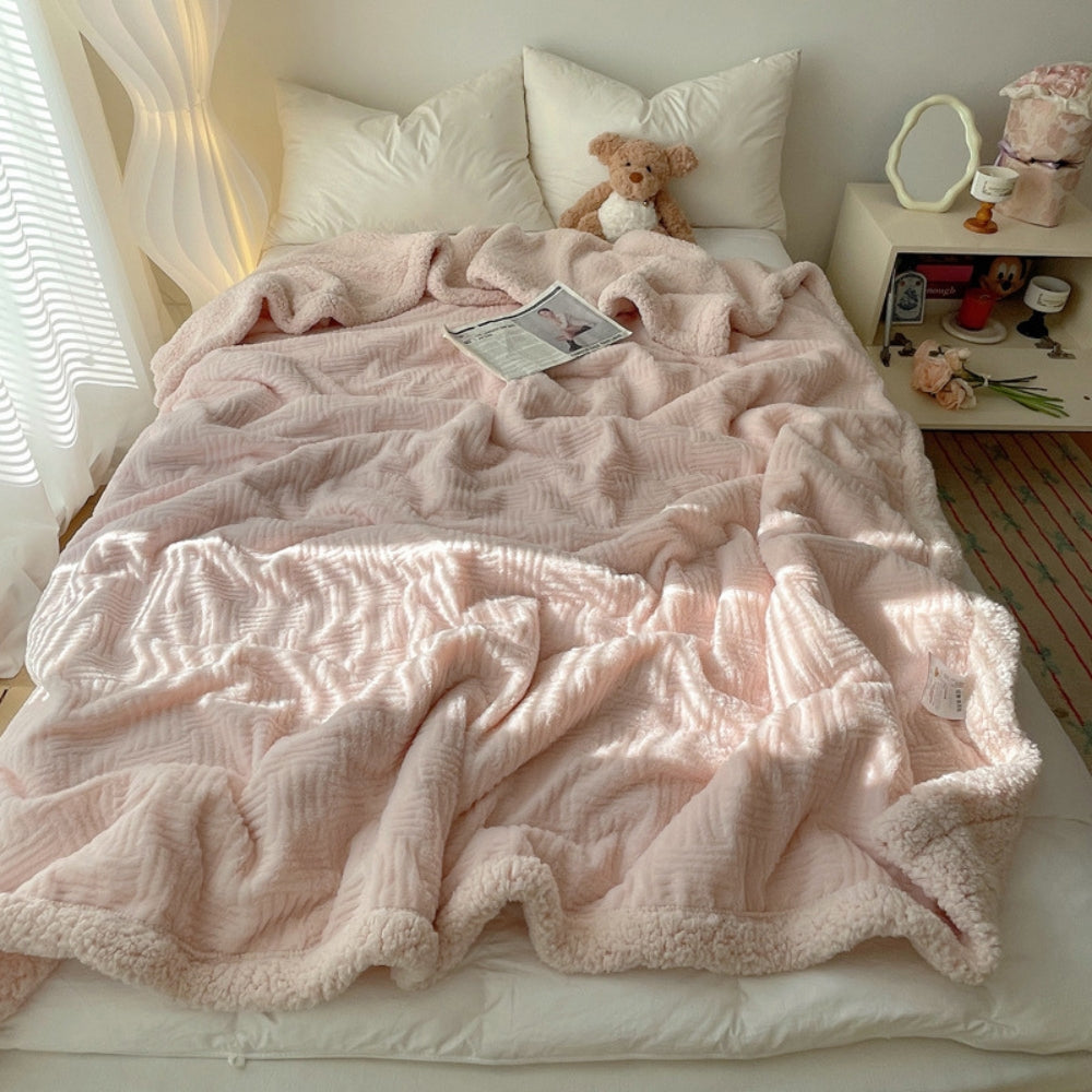 Jacquard Konijnenpluche Plaid Dubbelzijdig Zacht Warme Deken voor Woonkamer Slaapkamer Bank Fleece Interieur | Sulvida