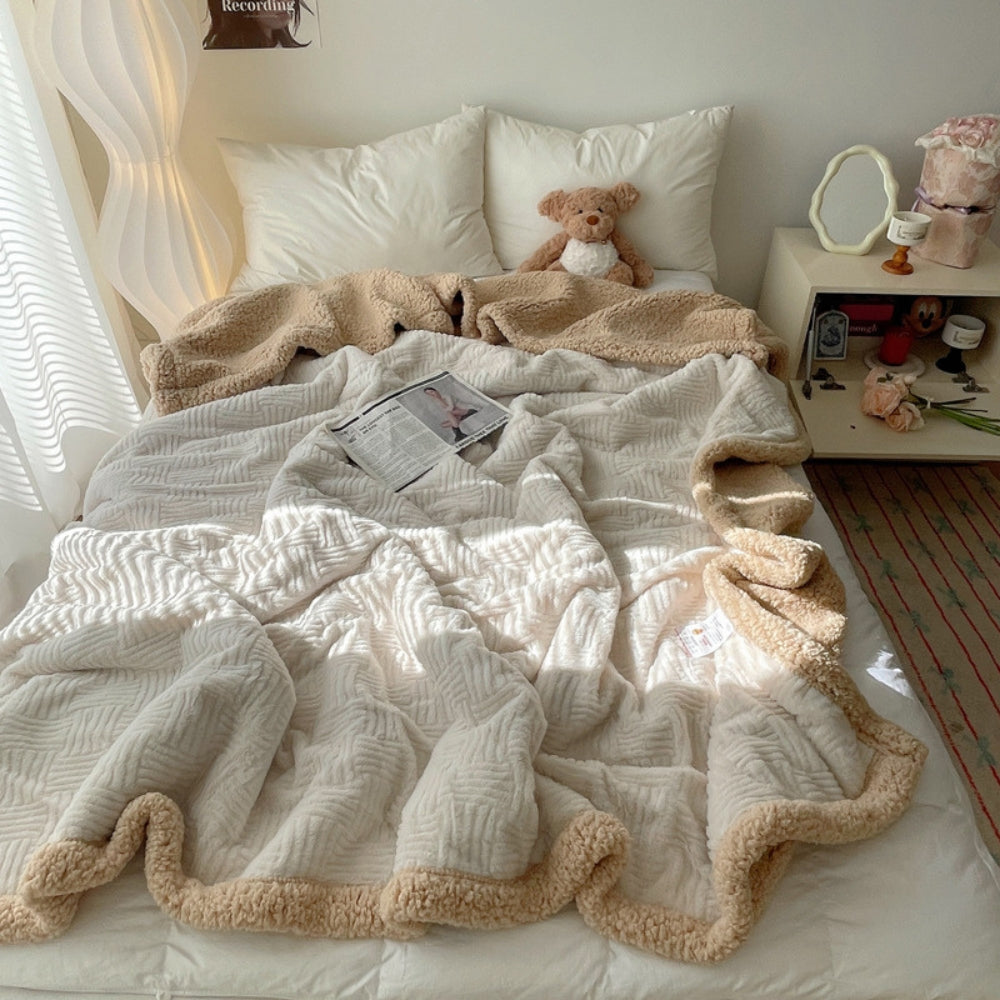 Jacquard Konijnenpluche Plaid Dubbelzijdig Zacht Warme Deken voor Woonkamer Slaapkamer Bank Fleece Interieur | Sulvida