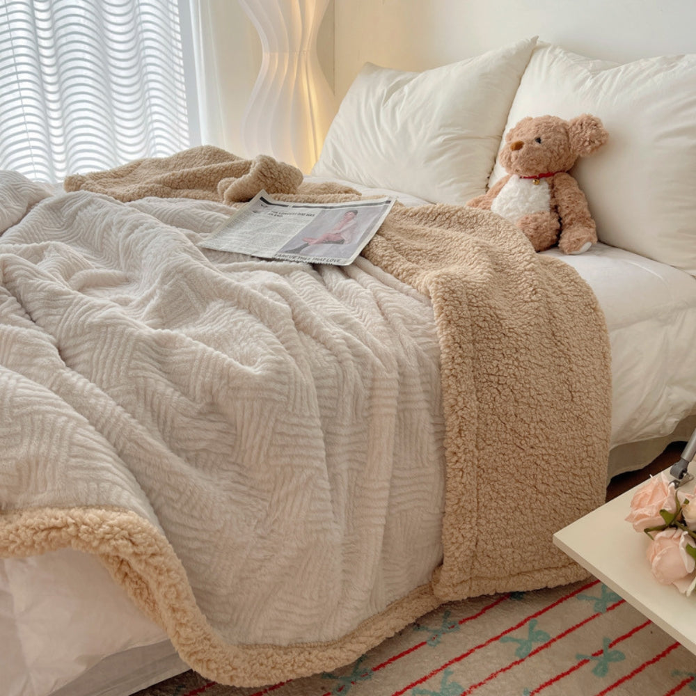 Jacquard Konijnenpluche Plaid Dubbelzijdig Zacht Warme Deken voor Woonkamer Slaapkamer Bank Fleece Interieur | Sulvida