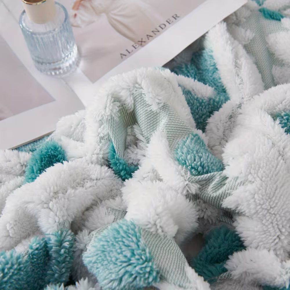 Geometrische Plaid Dubbellaags Fleece Warm Lichtgewicht Modern Decoratief voor Woonkamer en Slaapkamer | Sulvida