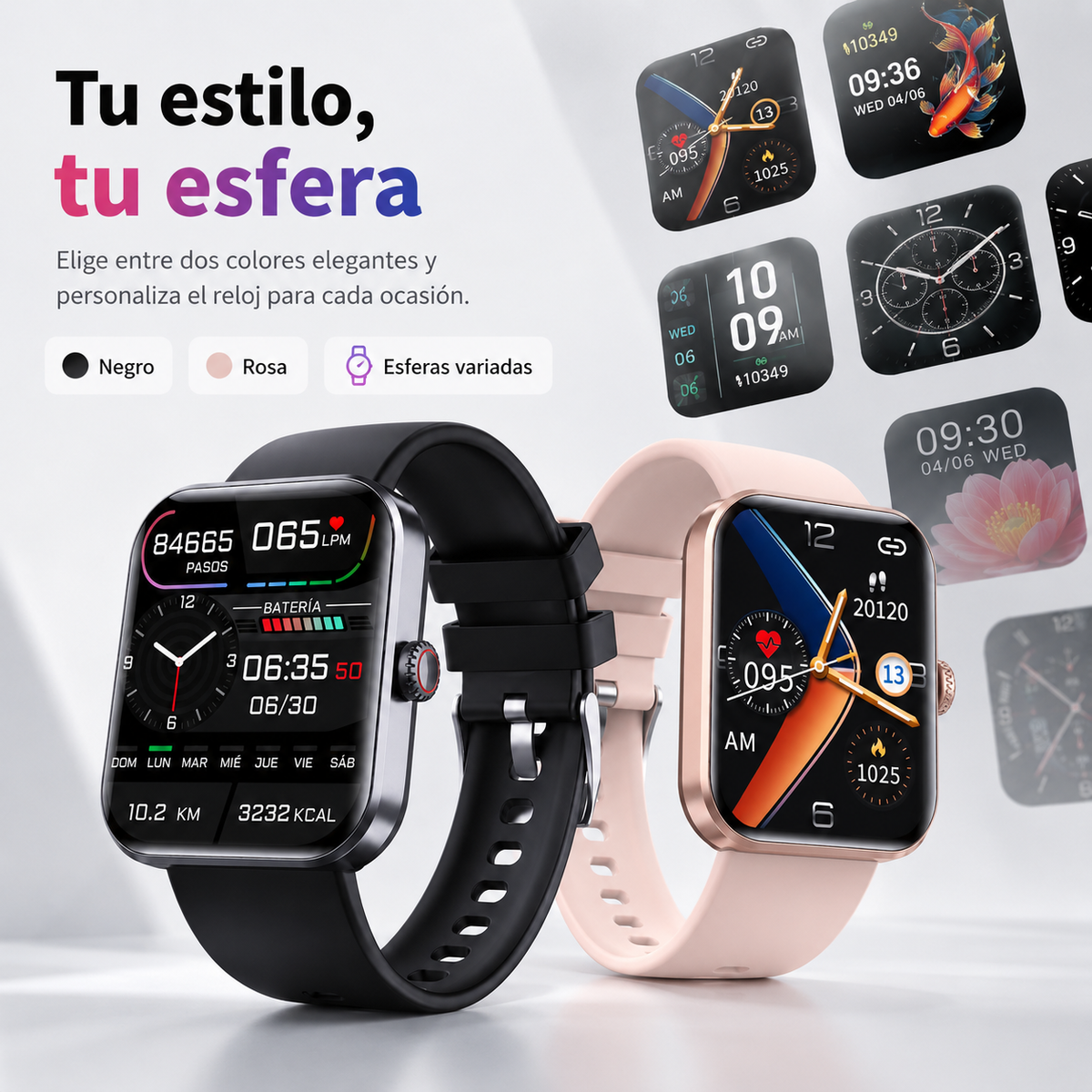 Smartwatch Gezondheid Hartslagmeter Bloeddrukmeter Stappenteller Sporthorloge 50 Modi Touchscreen Fitness | Sulvida