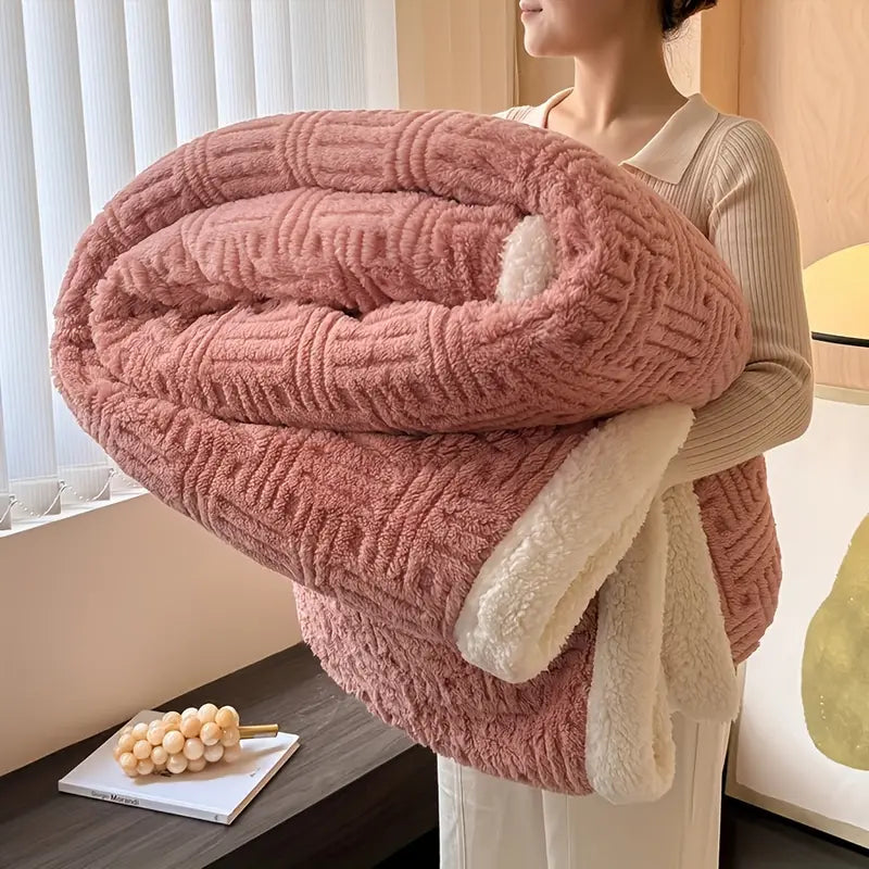 Sherpa Plaid Dubbel Gelaagd Fleece Geweven Patroon Warm Knuffeldeken Woonkamer Slaapbank Decoratief Deken | Sulvida