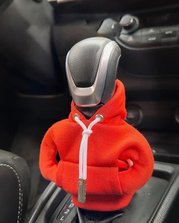 Mini housse de levier de vitesse en forme de sweat à capuche, accessoire décoratif amusant pour l'intérieur de la voiture, noir, orange, vert, sportif | Sulvida