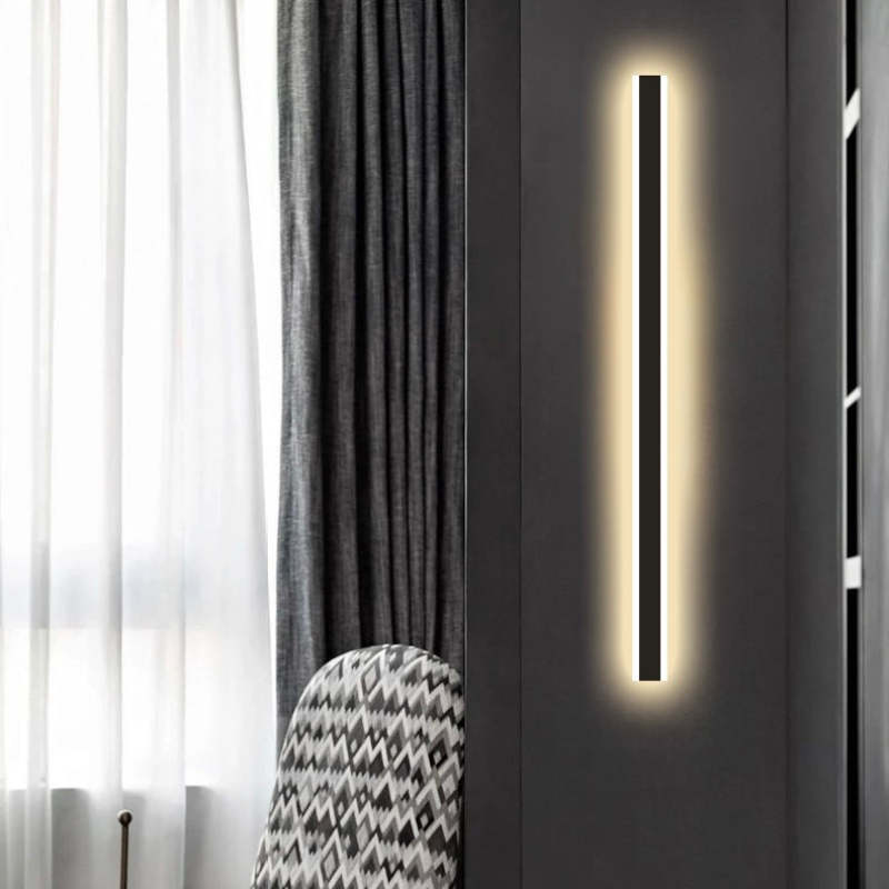 Lineaire LED wandlamp voor buiten zwart wit weersbestendig modern design metaal acryl IP65 tuinverlichting | Sulvida