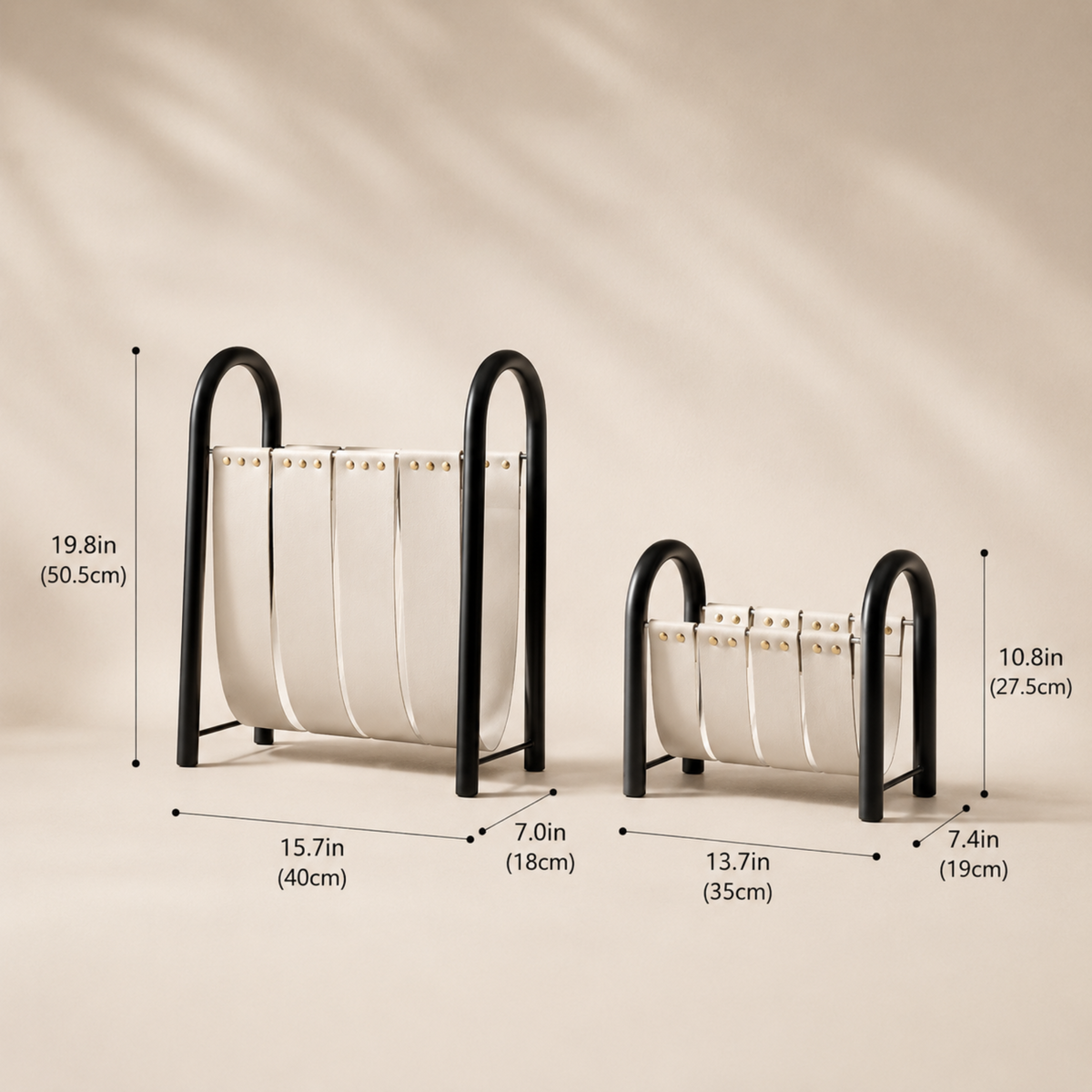 Tijdschriftenhouder Zwart Leer Metaal Staand Klein 35×19×27 cm Modern Luxe Kantoor Woonkamer Studeerkamer | Sulvida