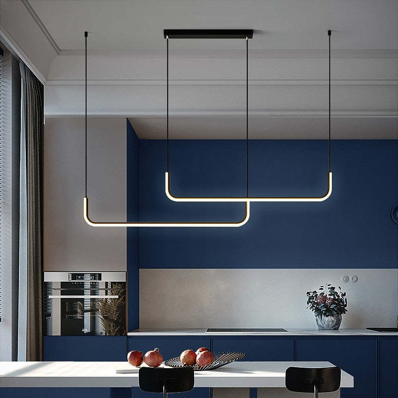 Lineaire LED Hanglamp Dubbel Frame Metaal Siliconen Dimbaar Modern Design Woonkamer Eetkamer Kantoor | Sulvida