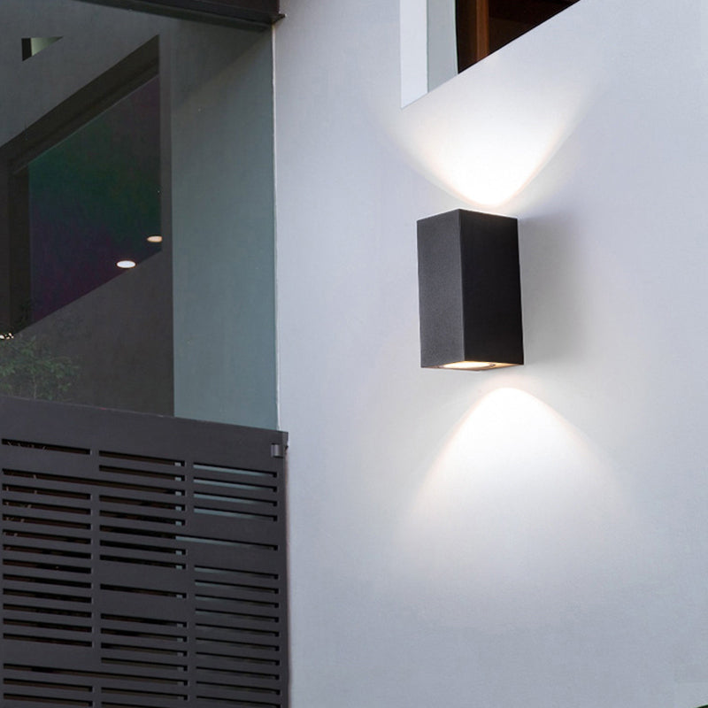 Vierkante Buitenwandlamp Zwart Metaal Glas LED Tuin Entree Verlichting Modern Design Waterdicht Buitenmuur | Sulvida