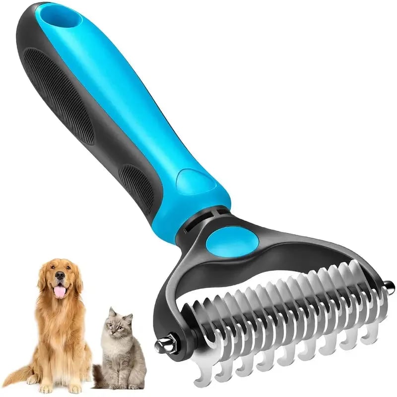 Brosse double face pour chiens et chats avec picots en acier inoxydable et peigne démêlant, pour un pelage doux et bien entretenu | Sulvida